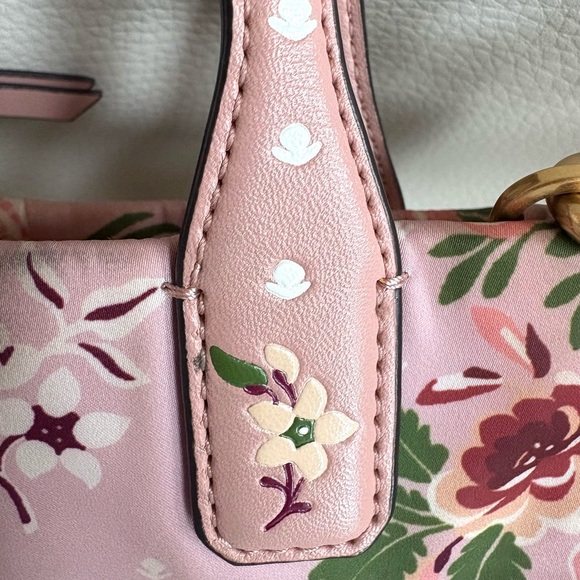 Rare Tory Burch Pink Floral Mini Ella aka Micro Ella Tote - Picture 12 of 14